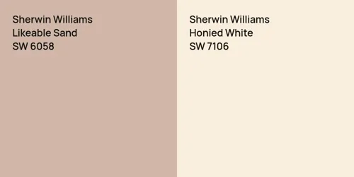 SW 6058 Likeable Sand vs SW 7106 Honied White