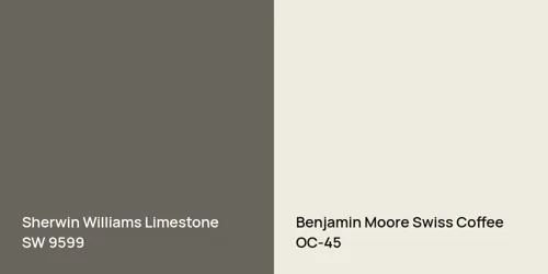 SW 9599 Limestone vs OC-45 Swiss Coffee