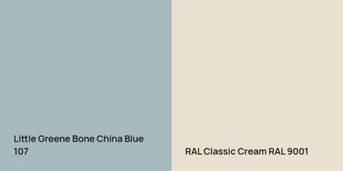 107 Bone China Blue vs RAL 9001  Cream