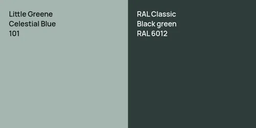 101 Celestial Blue vs RAL 6012  Black green