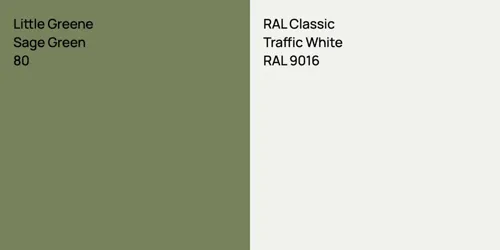 80 Sage Green vs RAL 9016 Traffic White