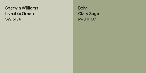 SW 6176 Liveable Green vs PPU11-07 Clary Sage