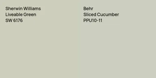 SW 6176 Liveable Green vs PPU10-11 Sliced Cucumber