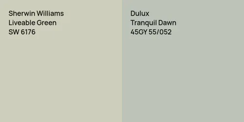 SW 6176 Liveable Green vs 45GY 55/052 Tranquil Dawn