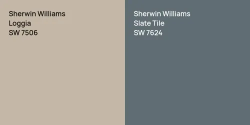 SW 7506 Loggia vs SW 7624 Slate Tile