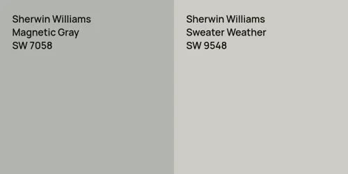 SW 7058 Magnetic Gray vs SW 9548 Sweater Weather