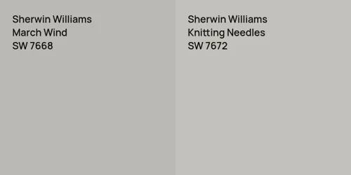 SW 7668 March Wind vs SW 7672 Knitting Needles