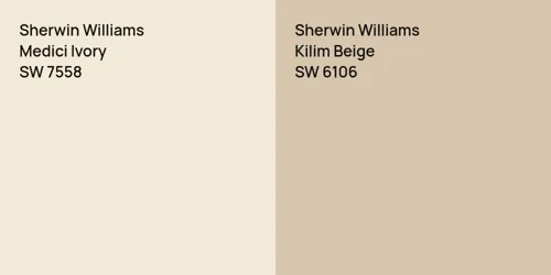 SW 7558 Medici Ivory vs SW 6106 Kilim Beige