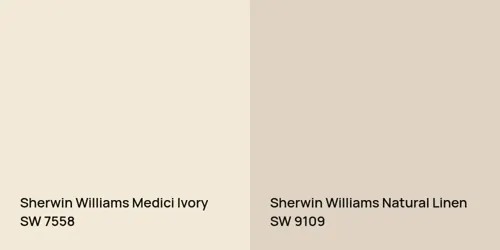 SW 7558 Medici Ivory vs SW 9109 Natural Linen