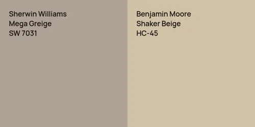 SW 7031 Mega Greige vs HC-45 Shaker Beige