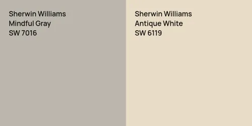 SW 7016 Mindful Gray vs SW 6119 Antique White