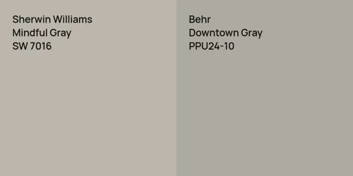 SW 7016 Mindful Gray vs PPU24-10 Downtown Gray