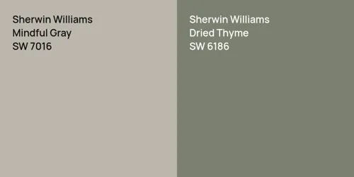 SW 7016 Mindful Gray vs SW 6186 Dried Thyme