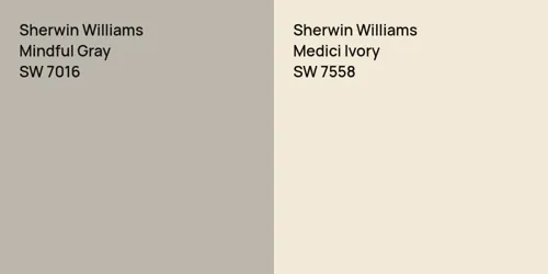 SW 7016 Mindful Gray vs SW 7558 Medici Ivory