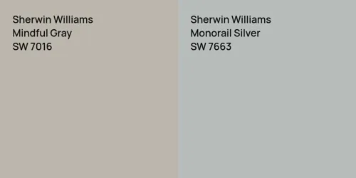 SW 7016 Mindful Gray vs SW 7663 Monorail Silver