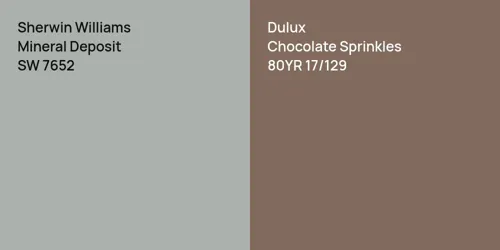 SW 7652 Mineral Deposit vs 80YR 17/129 Chocolate Sprinkles