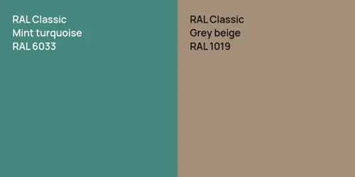 RAL 6033  Mint turquoise vs RAL 1019  Grey beige