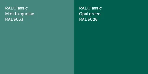 RAL 6033  Mint turquoise vs RAL 6026  Opal green