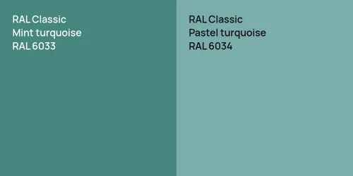 RAL 6033  Mint turquoise vs RAL 6034  Pastel turquoise