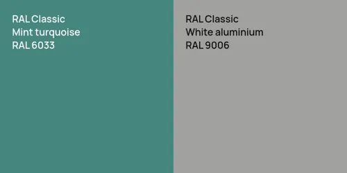 RAL 6033  Mint turquoise vs RAL 9006  White aluminium