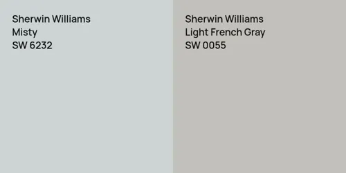 SW 6232 Misty vs SW 0055 Light French Gray