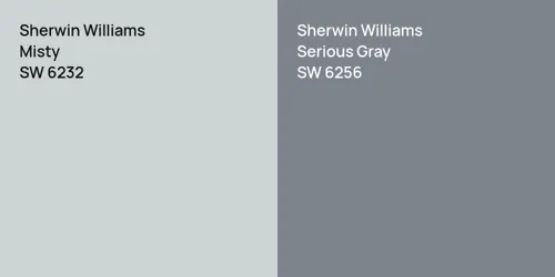 SW 6232 Misty vs SW 6256 Serious Gray