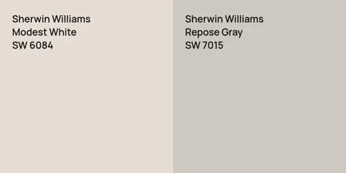 SW 6084 Modest White vs SW 7015 Repose Gray