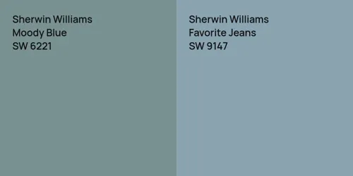 SW 6221 Moody Blue vs SW 9147 Favorite Jeans