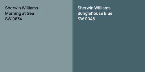 SW 9634 Morning at Sea vs SW 0048 Bunglehouse Blue