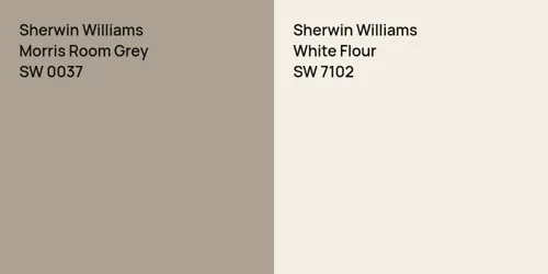 SW 0037 Morris Room Grey vs SW 7102 White Flour