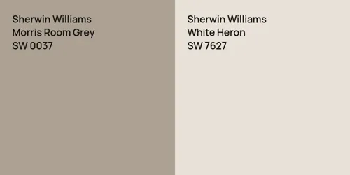 SW 0037 Morris Room Grey vs SW 7627 White Heron