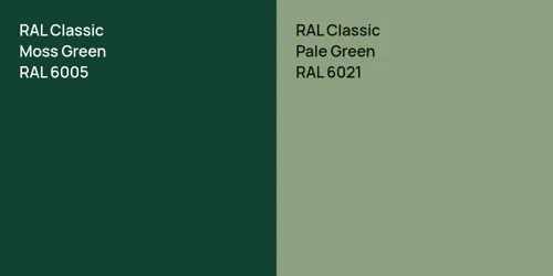 RAL 6005 Moss Green vs RAL 6021 Pale Green