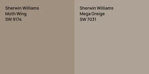 SW 9174 Moth Wing vs SW 7031 Mega Greige