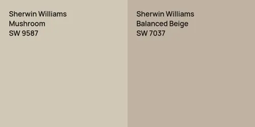 SW 9587 Mushroom vs SW 7037 Balanced Beige