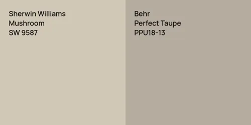 SW 9587 Mushroom vs PPU18-13 Perfect Taupe