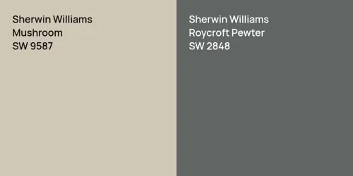 SW 9587 Mushroom vs SW 2848 Roycroft Pewter