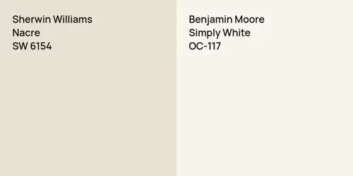 SW 6154 Nacre vs OC-117 Simply White