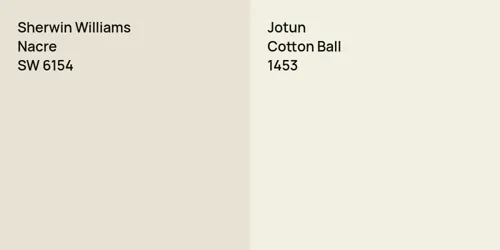 SW 6154 Nacre vs 1453 Cotton Ball