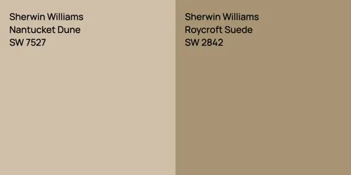 SW 7527 Nantucket Dune vs SW 2842 Roycroft Suede