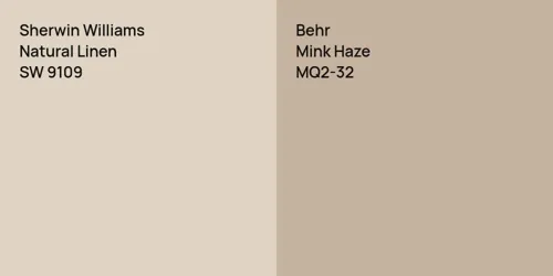 SW 9109 Natural Linen vs MQ2-32 Mink Haze