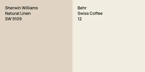 SW 9109 Natural Linen vs 12 Swiss Coffee