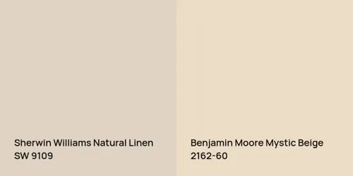 SW 9109 Natural Linen vs 2162-60 Mystic Beige