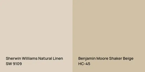 SW 9109 Natural Linen vs HC-45 Shaker Beige