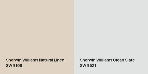 SW 9109 Natural Linen vs SW 9621 Clean Slate