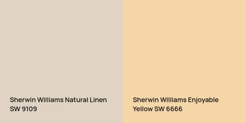 SW 9109 Natural Linen vs SW 6666 Enjoyable Yellow