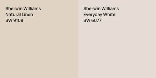 SW 9109 Natural Linen vs SW 6077 Everyday White