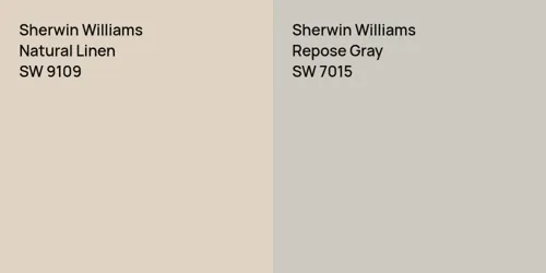 SW 9109 Natural Linen vs SW 7015 Repose Gray