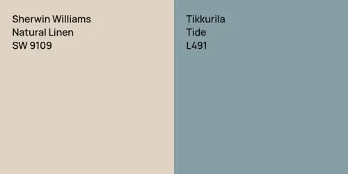 SW 9109 Natural Linen vs L491 Tide