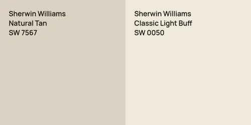 SW 7567 Natural Tan vs SW 0050 Classic Light Buff