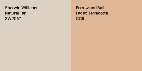 SW 7567 Natural Tan vs CC8 Faded Terracotta